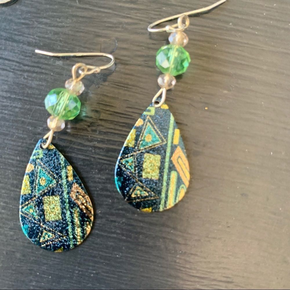 Handcrafted Boho Metal Teardrop Earrings Size OS